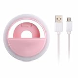 DOGOO 36 LED Clip-on Rechargable Selfie Ring Light Supplementary Lighting for Night or Darkness with 3 Level Brightness, for iPhone Samsung HTC and Other Smartphone(pink)