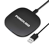 Poweradd Qi-Certified Wireless Charger, Ultra Slim Wireless Charging Pad [Sleep-Friendly] Cord Compatible with iPhone Xs Max/XR/XS and Qi-Enabled Devices, 10W for Samsung S10/S9/, Power Pad