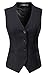 Vocni Women's Fully Lined 4 Button V-Neck Economy Dressy Suit Vest Waistcoat - Black Pinstripe, US XS+ (Asia L)