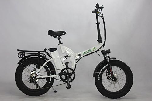 Green bike USA GB500 FAT TIRE folding electric bicycle, full suspension 500W motor, strongest Samsung 48V/15.6AH battery (WHITE)