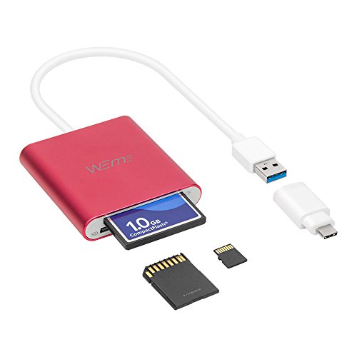 WEme Compact Flash CF Card Reader, Aluminum SuperSpeed USB 3.0 Multi Ports Micro SD Card Adapter with USB-C OTG Converter for Sandisk SDXC/SDHC Card and Laptop, Tablet, Phone, MacBook Pro/Air, iMac