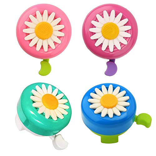 BaoBae 4PCS Kids Toddlers Daisy Flower Bicycle Bells Loud Ring Horn Bike Accessories Assorted Color