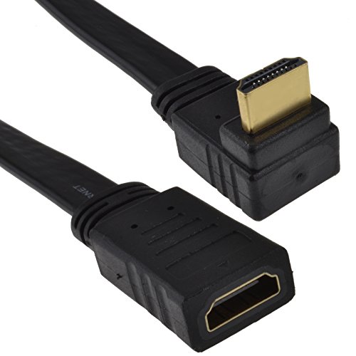 kenable Right Angle 90 Flat HDMI Extension Cable Plug to Female Socket 0.2m (~7 inch) 20cm