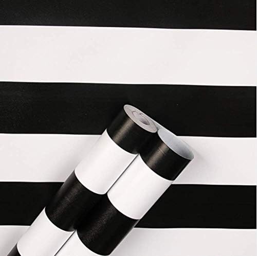 Yija Classic Black & White Striped Wallpaper Self Adhesive Shelf Liner Dresser Drawer Cabinet Sticker 17.7 Inch by 98Inch