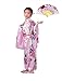 CRB Girls Kimono Japanese Top Robe Sash Belt Fan Set (Height 150cm, Pink)