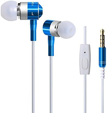 Earphones, Sosam Noise Isolating In-ear Earbuds with Microphone - Bass Enhanced + Bass Boosted and Stero Surround Sound Audio Earphones (Blue)
