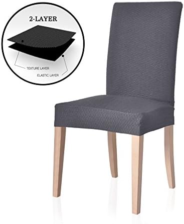 TOYABR Dining Chair Covers Stretchy Chair Protecter Spandex Armless Chair Slipcover for Banquet Wedding Party Dining Room(4,Grey)