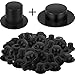 BBTO 60 Pcs Christmas Mini Black Top Hats Tiny Plastic Magician Top Hats Miniature Snowman Santa Hat for DIY Crafts Decoration Xmas Party Wine Bottle Supplies (1.46 x 0.39 Inch and 0.91 x 0.63 Inch)
