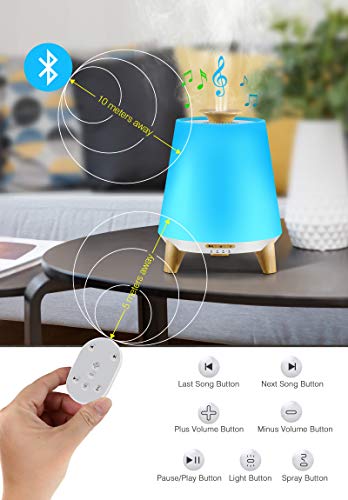 JuTai Essential Oil Diffuser, 300ML Diffuser with Bluetooth Speaker, Ultrasonic Humidifier, Remote Control Aromatherapy… - Image 7