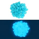 Glow in the Dark Garden Blue Pebbles Stone for Walkways Decor,100pcs