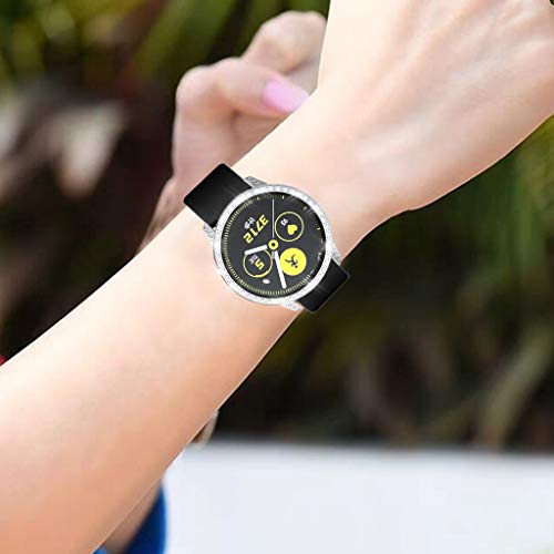 Cywulin Protective Case Cover Compatible for Samsung Galaxy Watch Active Bling Glitter Diamond Jewelry Scratch Proof Shockproof Plated Bumper Shell Frame Ultra-Thin Protector Accessories (Silver)