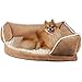Paws & Pals Dog Bed for Pets & Cats – Triangle Corner Lounger with Self Warming Cozy Inner Cushion for Home Crate & Travel – Medium, Beigethumb 1