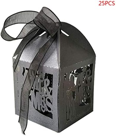 25pcs Party Favor Box，RIT58 MR & MRS Laser Cut Hollow Favors Gifts Candy Boxes With Ribbon Baby Shower Wedding Party Supplies