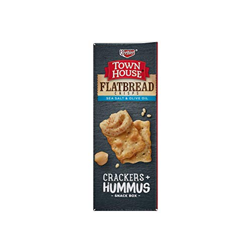 Keebler, Town House Flatbread Crisps, Crackers and Hummus Snack Box, Sea Salt and Olive Oil, Single Serve, 2.75 oz(Pack of 8)