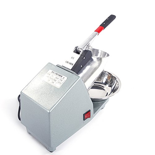 Olymstore Portable Electric Ice Shaver, Commercial Industrial Quality Crushed Ice Maker Stainless Steel Blade Snow Cone Maker Shaving Crusher Machine, 65 kg Per Hour - Single Blade Silver