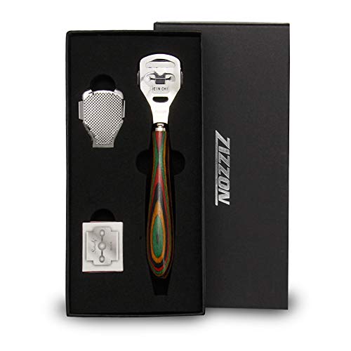 ZIZZON Foot Care Callus Corn Shaver Hard Skin Remover Color Wood Handle 10 Blades (Gourd shaped handle)