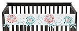 Sweet Jojo Designs Baby Crib Long Rail Guard Cover for Modern Turquoise and Coral Emma Bedding Collection