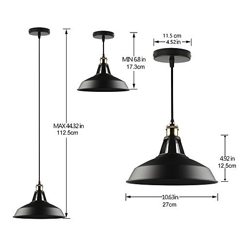 B2ocled 1 Black Ceiling Lights Metal Lamp Shades Industrial Pendant Light Ceiling Lighting Shade 27cm Diameter
