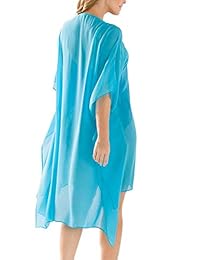 Red Dot Boutique 839 - Vestido de playa con diseño de diamantes de imitación con cuello en V