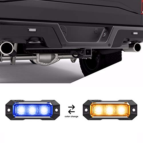 SpeedTech Lights Z-3 9W LED Strobe Light for Police Cars, Construction Trucks, Service Vehicles, Plows, Emergency Vehicles. Surface Mount Grille Flashing Hazard Beacon Light Blue/Amber (Blue/Yellow)