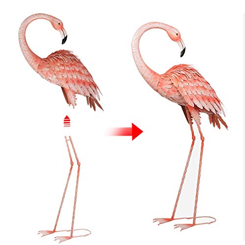 Kircust Garden Standing Flamingo Ornaments Statue Tall Yard Art Decor, Outdoor Durable Metal Bird Sculpture for Lawn Patio Walkway Backyard Ornaments, 38.5-Inch, Pink - Thumbnail 3