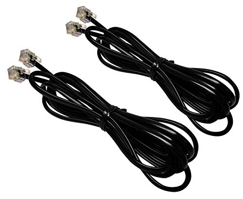 2-Pack RocketBus RJ11 Replacement Cable Line 6P4C Plug Cord for Landline Corded Phone DSL Modem Fax Machine