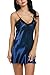 Avidlove Women Sexy Lingerie Satin Nightgown Chemises Slip Sleepwear Blue M