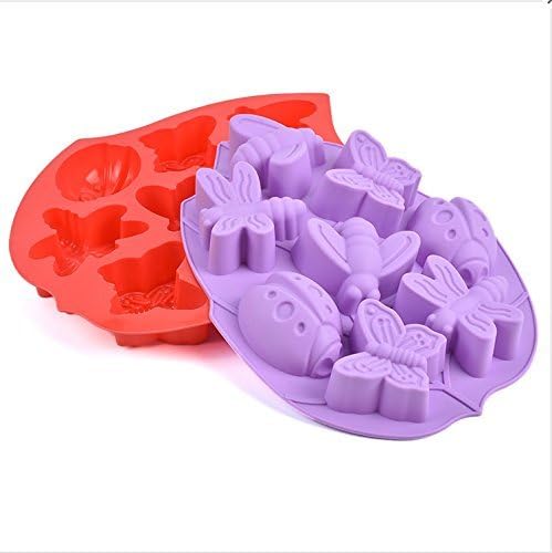 EWFSEF 8 Cavity Insect Silicone Cake Mold Pan (Random Color)