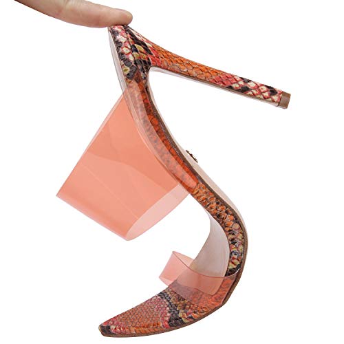 vivianly Womens Sexy Clear High Heels Transparent Strap Pointed Toe Mules Sandals Stiletto Heel Slip on Dress Shoes - Thumbnail 3