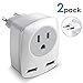 2Pack European Travel Plug Adapter (Not for UK), US to Europe Power Outlet Converter, USA to German Italy Spain France Greece Iceland Romania Russia Electrical Adaptor USB Wall Charger