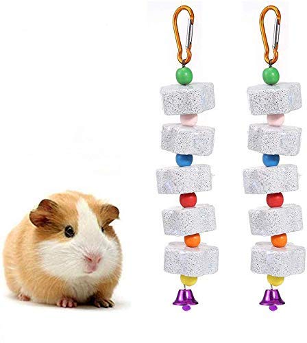 EPRHAY Pet Snacks Chew Toys 2 Pcs Natural Molar Snacks String Toys Teeth Grinding Sticks Pet Molar String For Guinea Pigs Chinchilla Squirrel Rabbits Parrot Hamster Degus Gerbil(Rock)