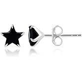Sechi Solid 925 Sterling Silver Black Cubic Zirconia Stud Earrings for Women Small Star Studs Jewelry