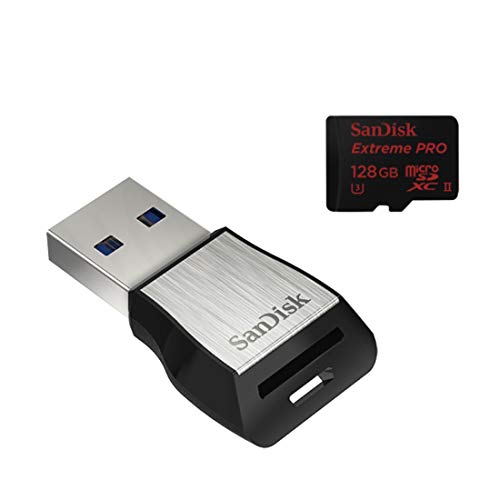 SanDisk 128GB Extreme Pro Micro SDXC 275MB/s Class 10 U3 4K + USB 3.0 Card Reader (SDSQXPJ-128G-GN6M3)