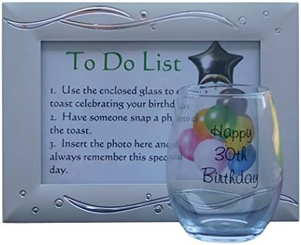 30th Birthday Present. Unique Gift Idea for Women or Men. Capture a toast with this beautiful wine glass and keep the memory forever in this stunning picture frame.
