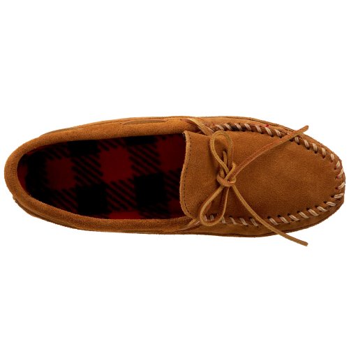 Minnetonka Men's Double Bottom Fleece Slipper,Brown,8 M US - Thumbnail 7