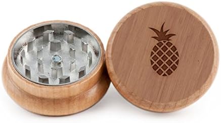 GRINDCANDY Spice And Herb Grinder - Laser Etched Pineapple Design - Manual Oak Pepper Grinder