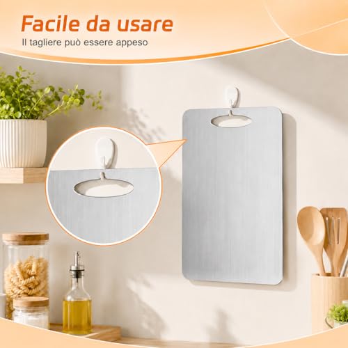 Set of 3 Titanium Chopping Board, S316 Stainless Steel, Double Sided Food Cutting Board, Cutting Board for Vegetables, Fruits, Meat, Panes