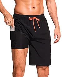 SILKWORLD Men's Swim Trunks with Compression Liner