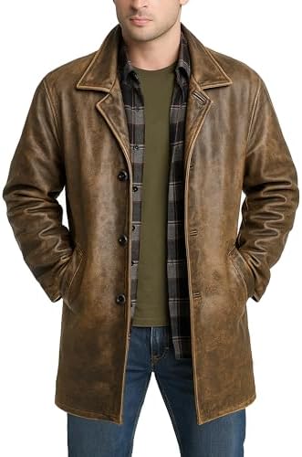 BGSD Men Samuel New Zealand Lambskin Leather Car Coat (Also