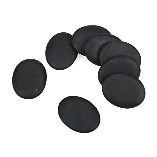 Romonacr 8Pcs Professional Small Massage Hot Stone Set Natural Lava Heated Stones Basalt Warmer Rock for Spa, Massage Therapy 1.18 x 1.57 x 0.31in(3x4x0.8cm) Black - Thumbnail 2