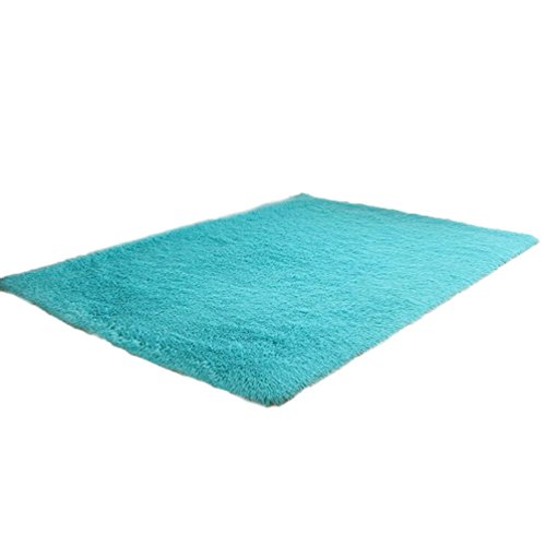 Sunsee Christmas Home Decor Fluffy Rugs Anti-Skid Shaggy Rug Dining Room Bedroom Carpet Floor Mat (Sky Blue)