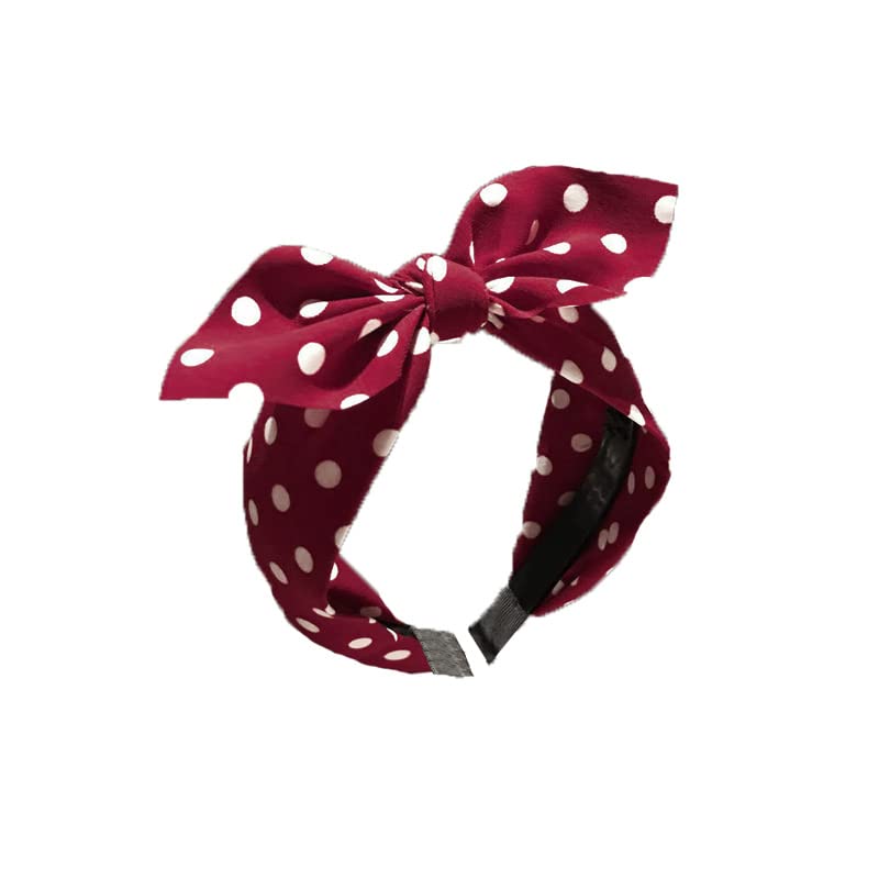 Wide Headband for Girls Women Knotted Headband Polka Dot Hairband for Girl Headbands Plastic Headband for Girls Wide Headband (Red)
