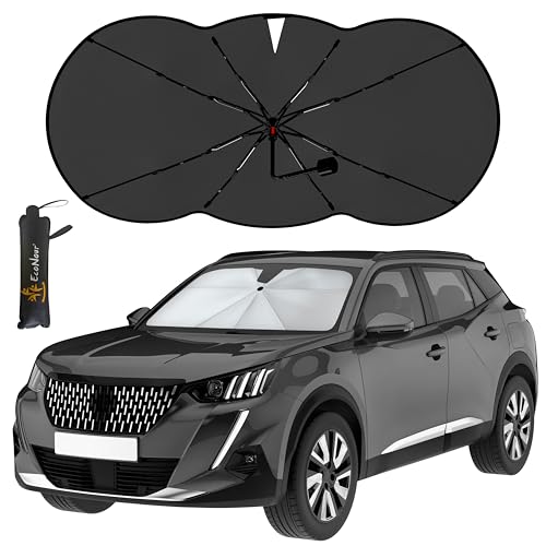 EcoNour Car Windshield Sunshade Umbrella | Foldable Car Umbrella Sun Shade Cover | Front Windshield Shade for Heat and UV Rays Protection | 240T Polyester Umbrella Sunshade | Large (57