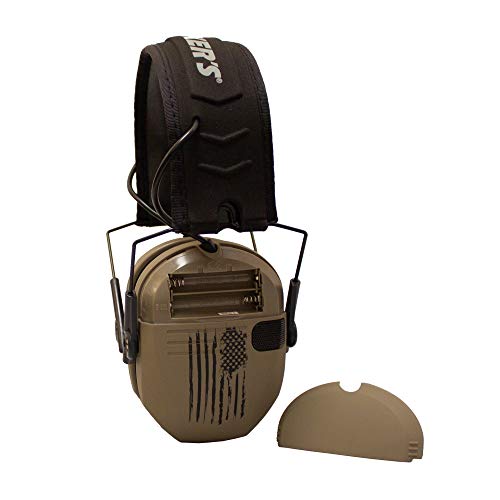 Walker's Razor Slim Electronic Shooting Hearing Protection Muff (American Flag Distressed, Tan)