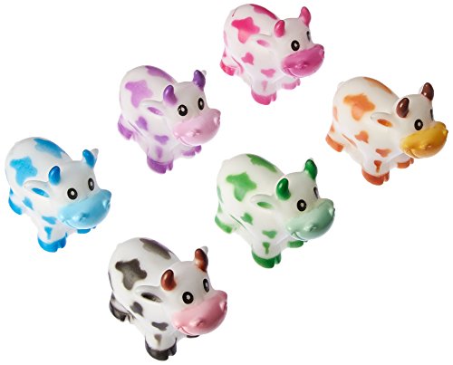 Rhode Island Novelty Colorful 2-Inches Rubber Cows (12-Pack)