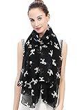 Lina & Lily Poodle Dog Print Women's Scarf Shawl Lightweight (Black&White)