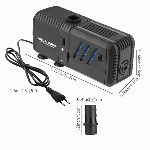 NO.17 6W Internal Filter for Aquarium, Adjustable with Water Pump 500L/H for 30-150 Litres