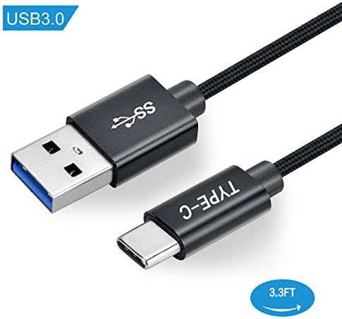 USB Type C cable - Vastti USB C Cable 3.3Ft Nylon Braided Cord Fast Charger USB 3.0 for Samsung Galaxy Note 8,S8,S8 Plus, LG G6 G5 V30 V20, Google Pixel, Nintendo Switch, Macbook (Grey)