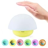 Anpress Tumbler Mushroom Design Colorful Night Light Touch Sensor Dimmable LED Nightlights with Softlight,Stronglight and 7 Colorful Light Best Gift for Baby Room, Bedroom, Nursery, Outdoor (Yellow)