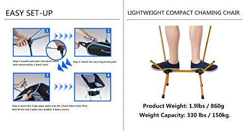 SYOURSELF Portable Folding Camping Chair-Lightweight,Compact,Comfortable, Breathable Beach Travel Mesh Chairs,Heavy Duty-Perfect for Backpacking Hiking Picnic Outdoors Sporting with Carry Bag(A Blue) - Thumbnail 6